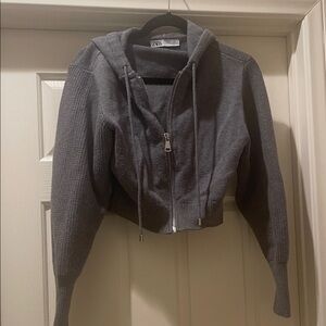 Zara Charcoal Women's Cropped Hoodie